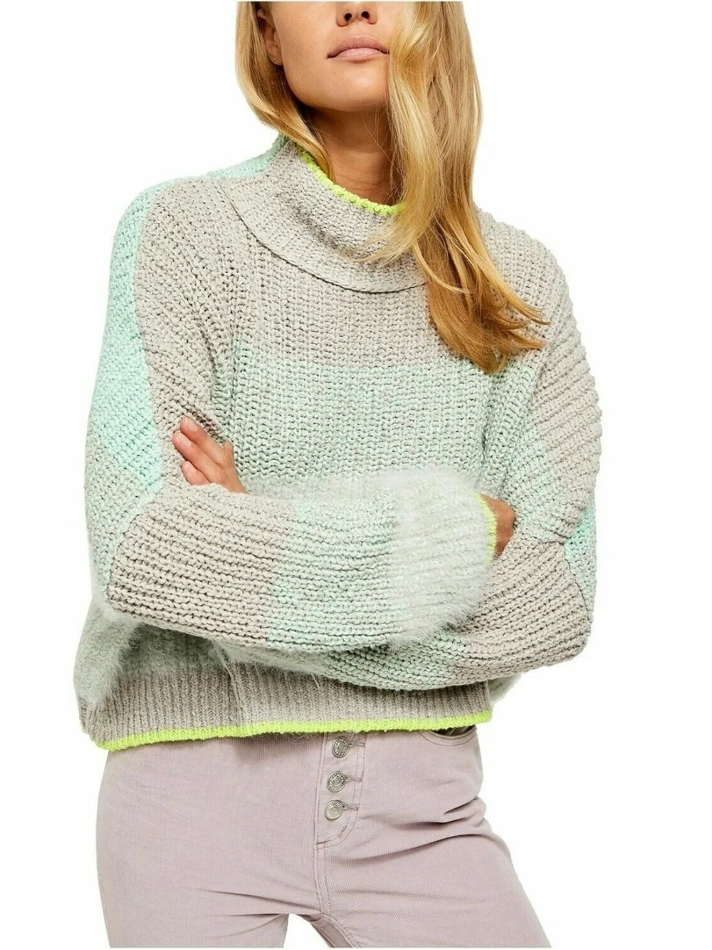 Free People Sunbrite Mock Neck Sweater XL